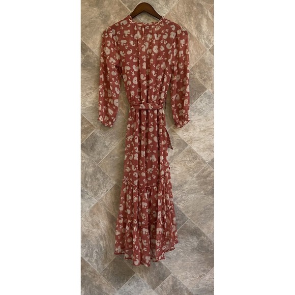 Simply‎ Vera Wang Terra Cotta Leopard Print Floral High-Low Midi Dress Size XS - Picture 4 of 13